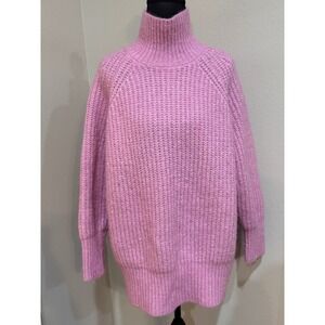 Zara‎ Knit Turtleneck Sweater Oversized Pullover Cozy Pink Size S